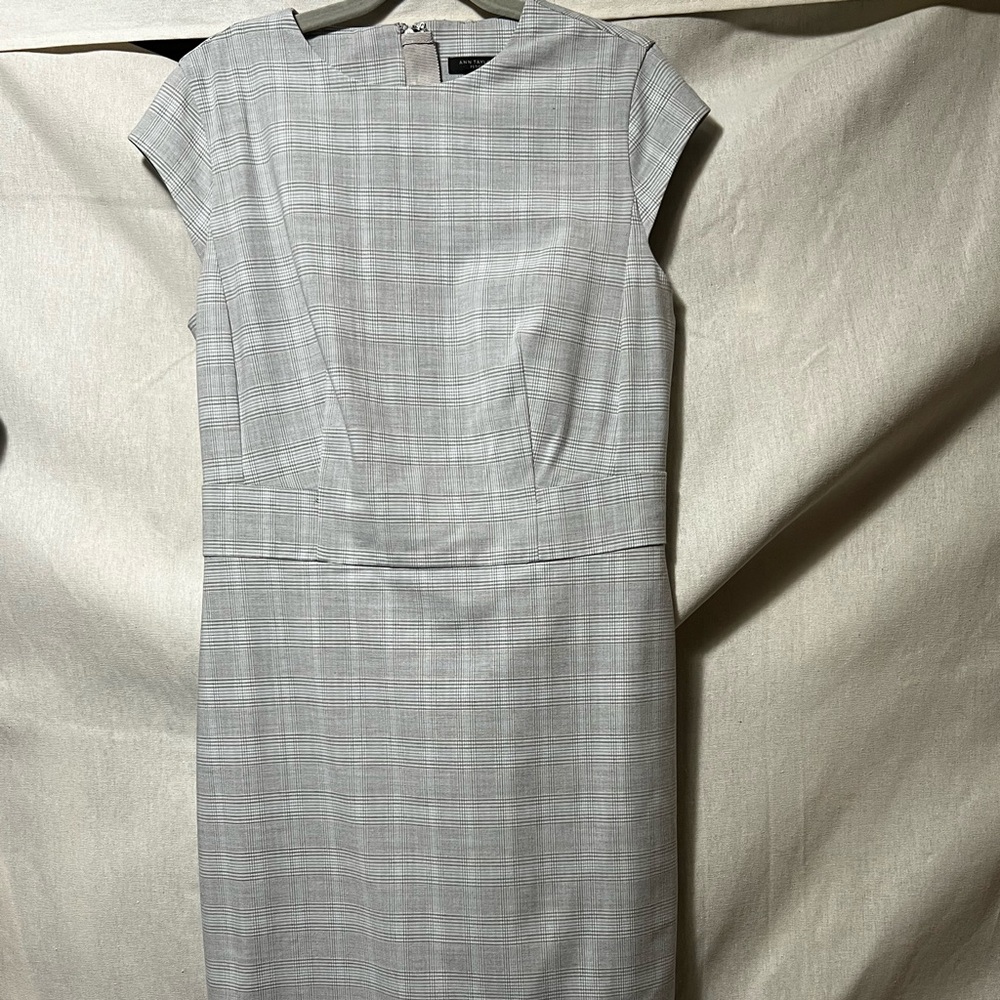 Ann Taylor Petite Gray Plaid Dress